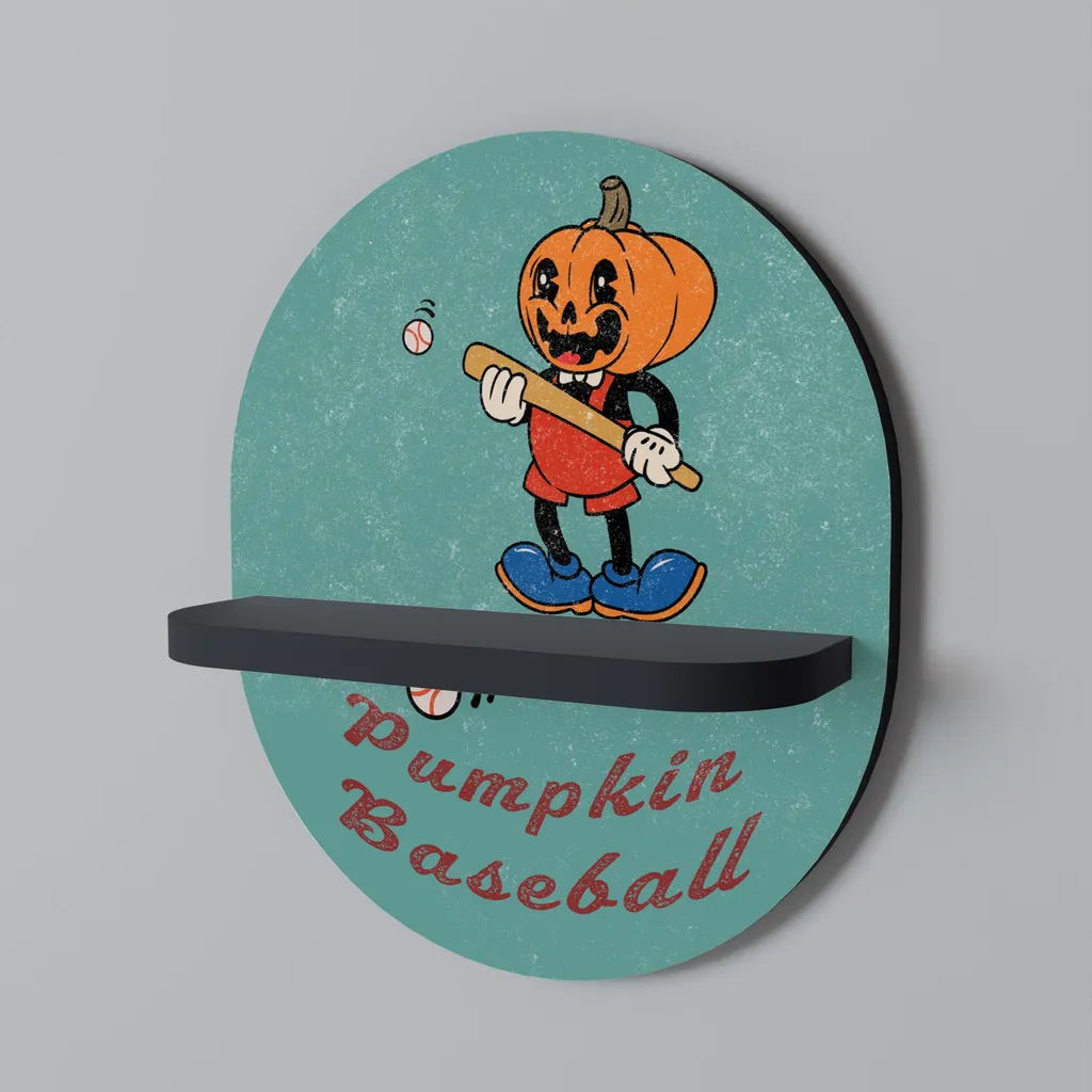 Petite Étagère Noire Ovale PUMPKIN BASEBALL - Finition Mate et Acier Robuste