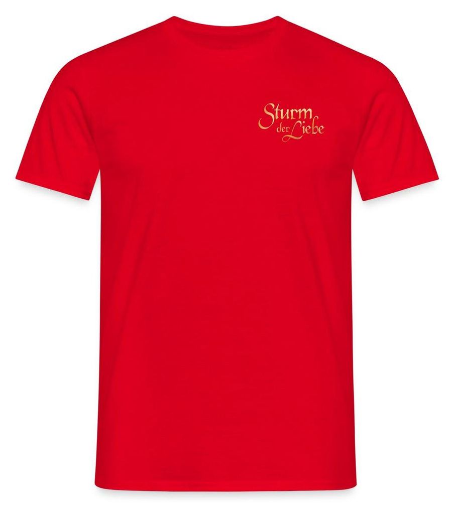 Spreadshirt Sturm Der Liebe Logo Gold Textur Männer T-Shirt, 3XL, Rot