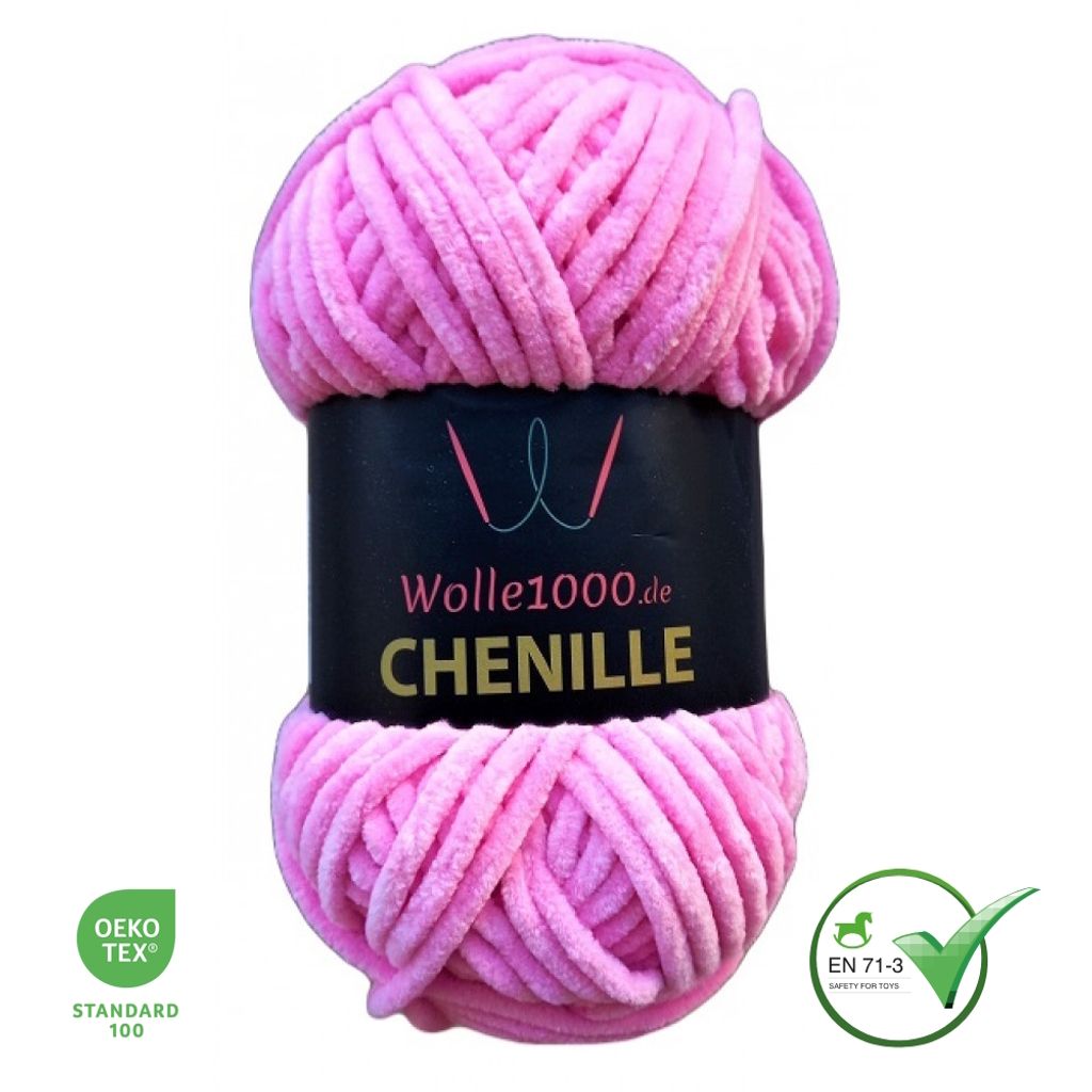 Wolle1000 Chenille - 06 ROSA - 100g - weiches Chenille Garn Produktbild 