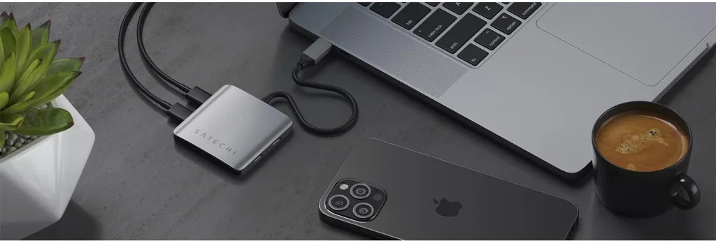 Satechi - Hub USB-C a 4 porte - Adattatore Quad USB-C Grigio scuro - 9