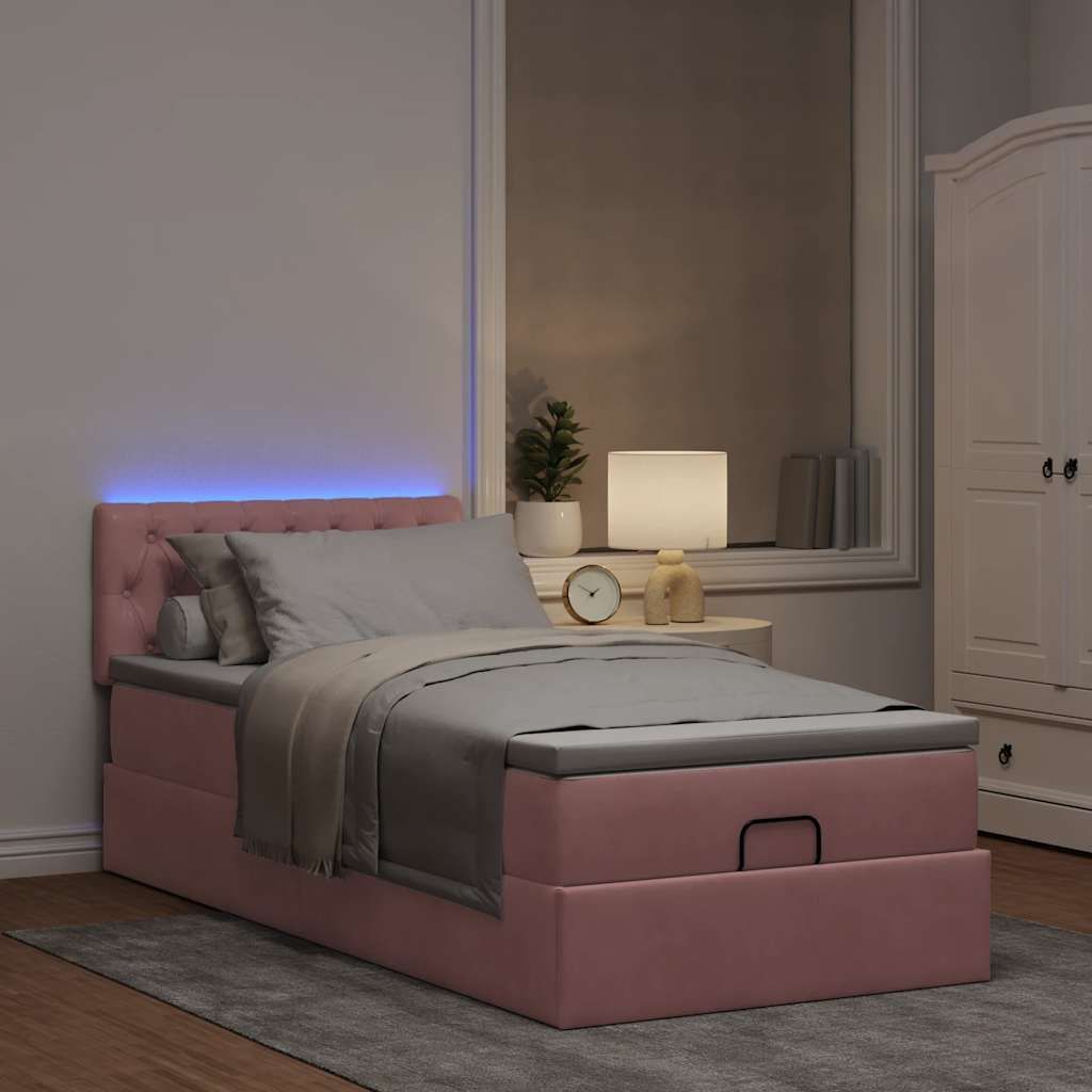 Maison Exclusive - Ottoman-Bett mit Matratze & LEDs Rosa 90x200 cm Samt