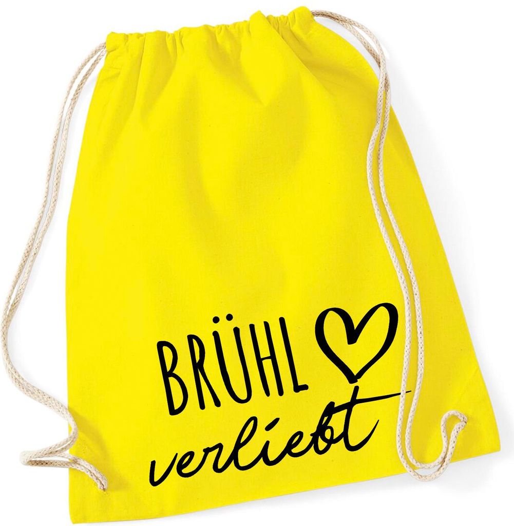 Huuraa Turnbeutel Brühl verliebt 12 Liter Yellow Baumwolle Rucksack Geschenkidee