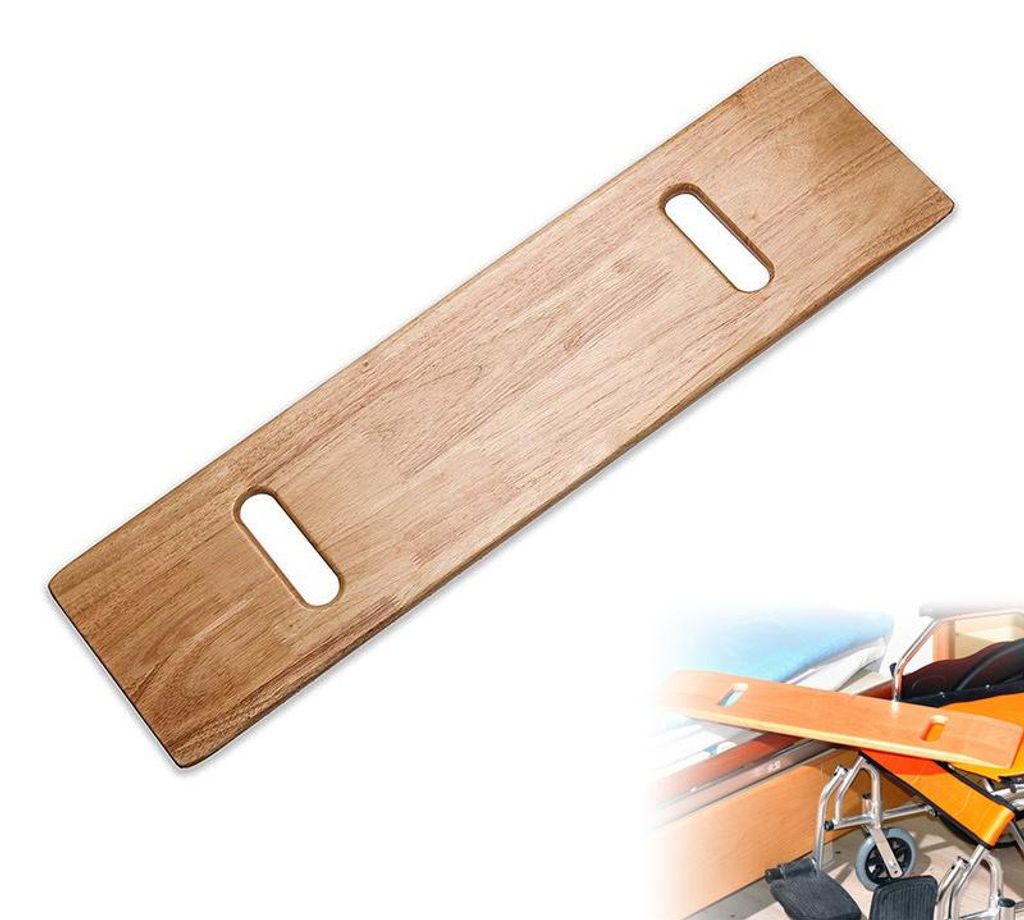 Gleitbrett für Patienten Holz 225kg – 76x20x1,8cm mit Griffen glatte Oberfläche | Für Bett-Rollstuhl-Transfer Senioren Pflege