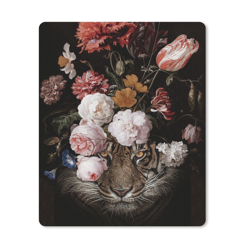MuchoWow Mauspad Mousepad Blumen - Jan Davidsz de Heem - Tiger - Gemälde - Stillleben - Alte Meister 19x23 cm - Mousepads - Maus Mat - Pad - Mau...