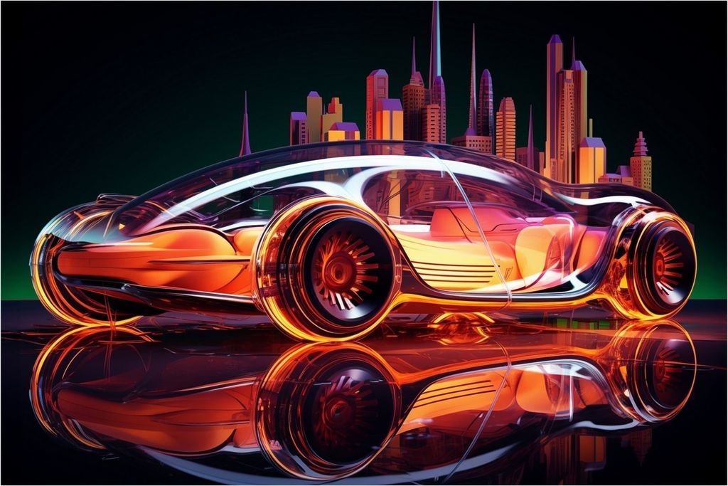 Wallario Wandbild aus Acryl, 90 x 60 cm, freischwebende Optik - Neon-Speedster