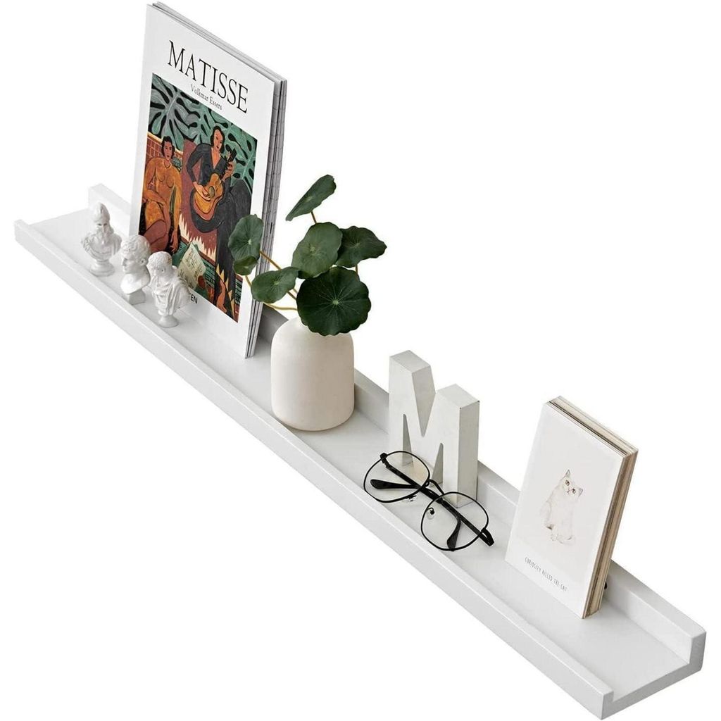 Étagère murale flottante en bois d'érable, blanche, Image du produit 