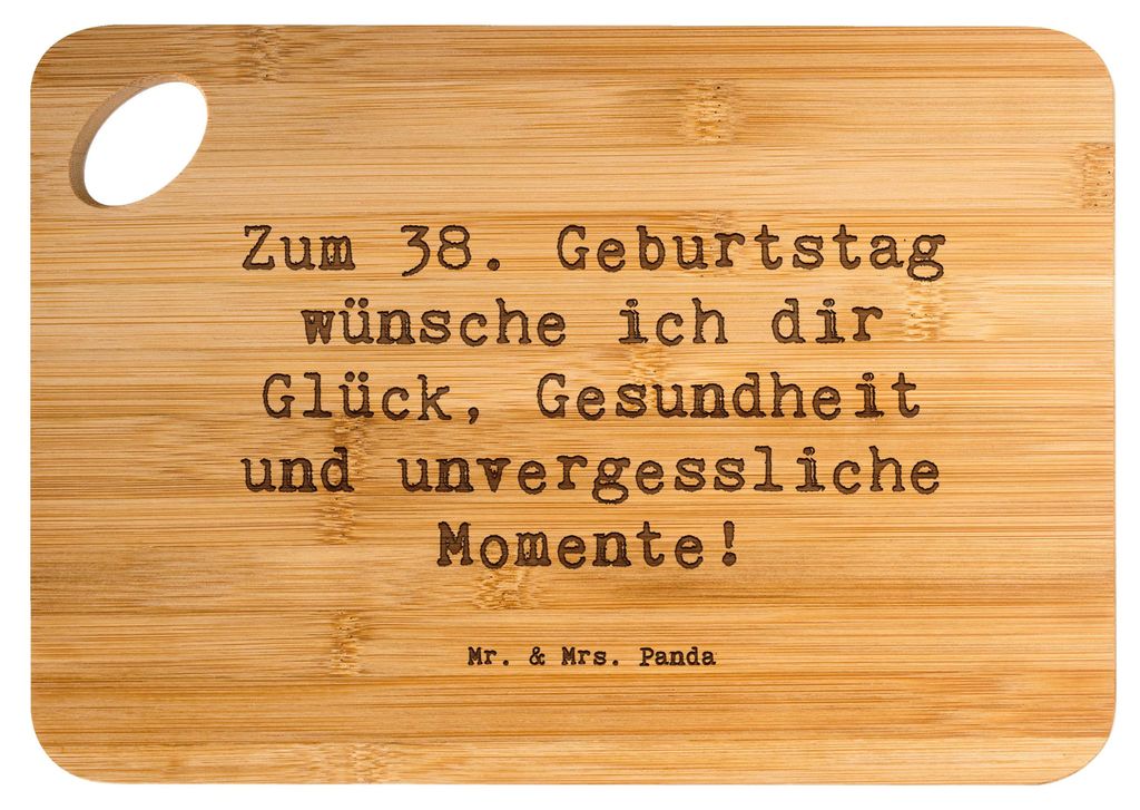 Mr. & Mrs. Panda holzschneidebrett Spruch 38. Geburtstag - Transparent - Geschenk, Geburtstagsgeschenk, Glück, schneidbrett, Frühstücksbrettchen...