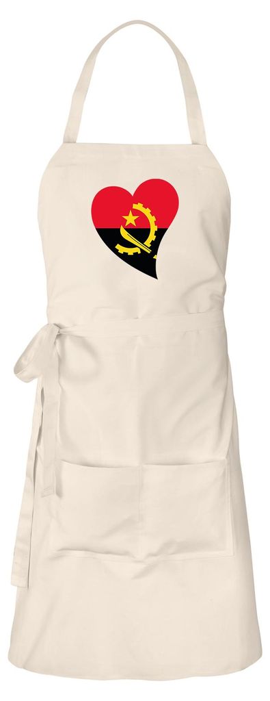 Huuraa Schürze Angola Flagge Herz Natur mit Taschen Baumwolle Kochschürze Geschenkidee