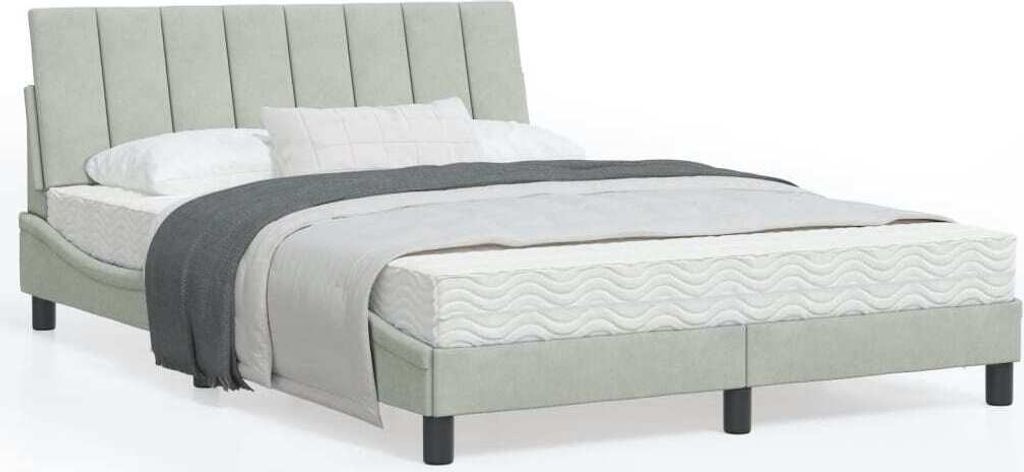 Maison Exclusive - Bett mit Matratze "Hanko" Hellgrau 120x200 cm Samt