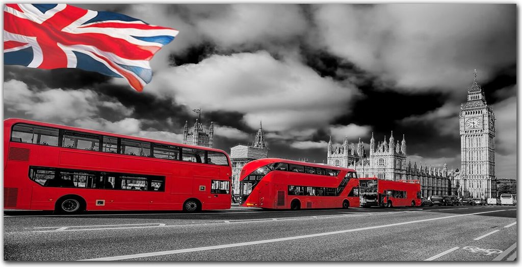 Coloray Bild aus Acryl 140 cm x 70 cm - Bild auf Acrylglas Gehärtetes Acryl Wohnzimmer Küche Dekoration Wanddekoration - London Bus