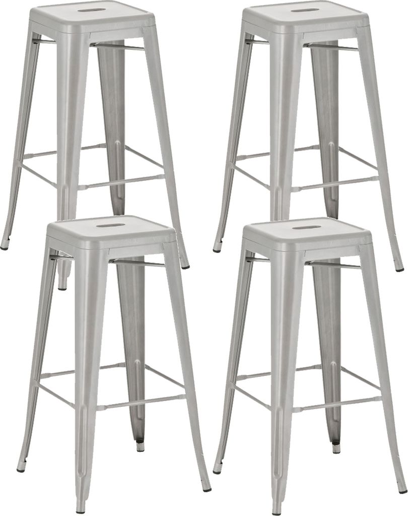 4er Set Barhocker HLO-CP21 silber