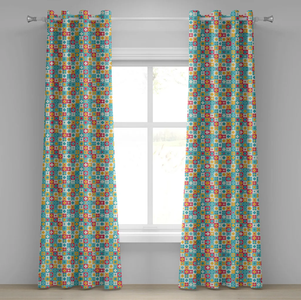 Rideau déco pour cacher le vis-à-vis motif trèfle bohème 280x175 cm