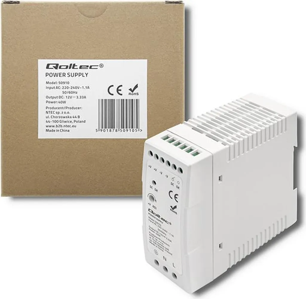 Alimentation Rail DIN 12V 40W pour Armoire Électrique Boîtier Mince