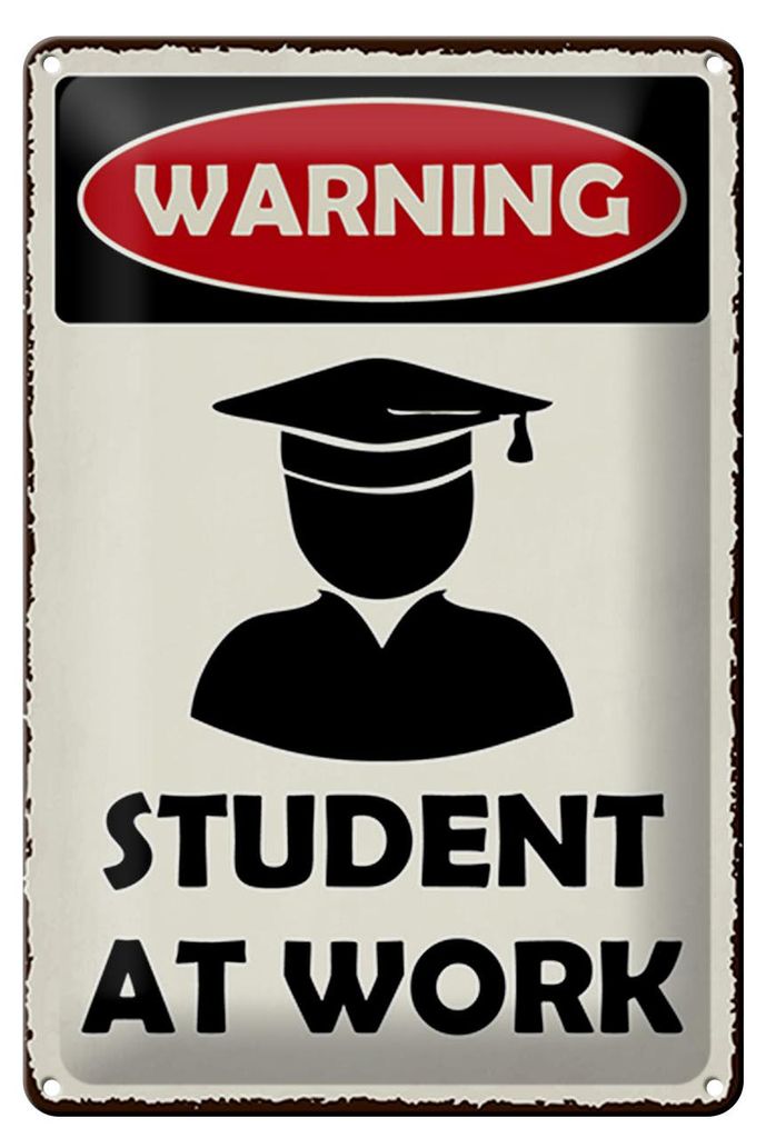 Blechschild Spruch 20x30 cm Student at work Schild
