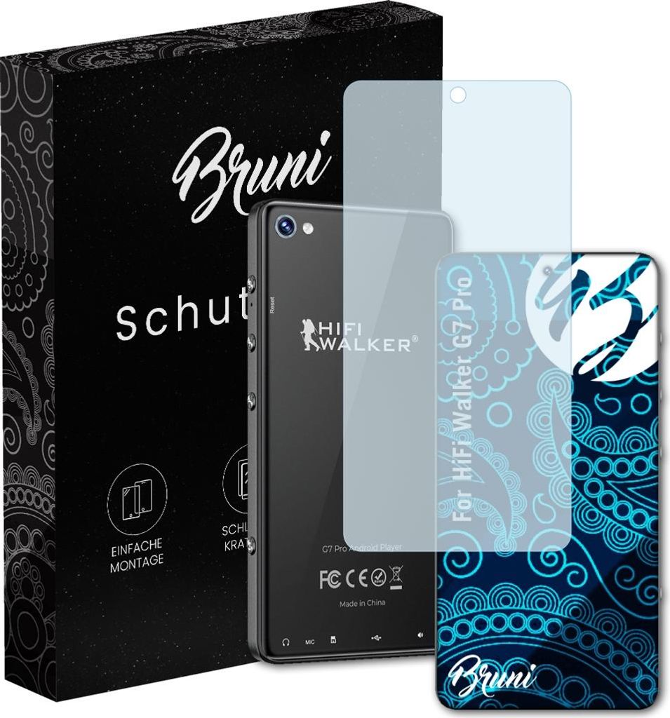 Bruni Basics-Clear 2x Schutzfolie kompatibel mit HiFi Walker G7 Pro Folie