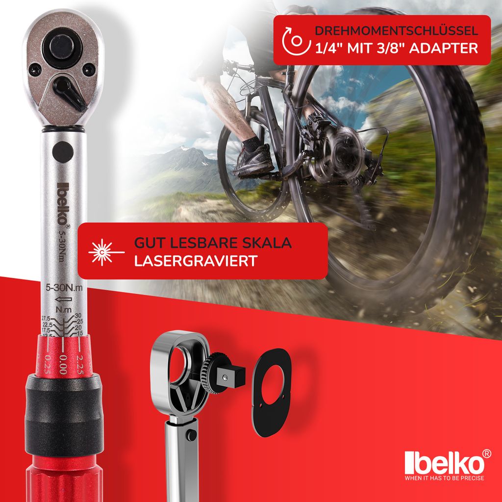 Belko Drehmomentschlüssel 1/4 Zoll, 5-30 Nm, ± 3% Produktbild 4