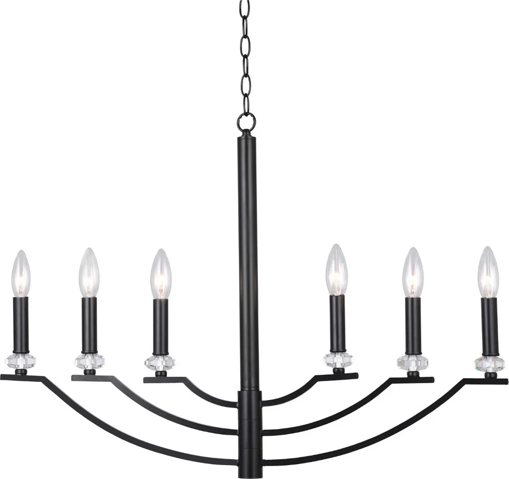 Lustre HIMS Polux Noir 6xE14 Métal 125x81cm - Luminaire Design Industriel