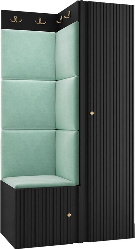 MIRJAN24 Garderoben-Set Orion Ryfel Slim XXV, Kleiderschrank, Schuhschrank, Kleiderhakenbrett, 7x Paneel 42x42, 6 Kleiderhaken für Kleidung, Metal...