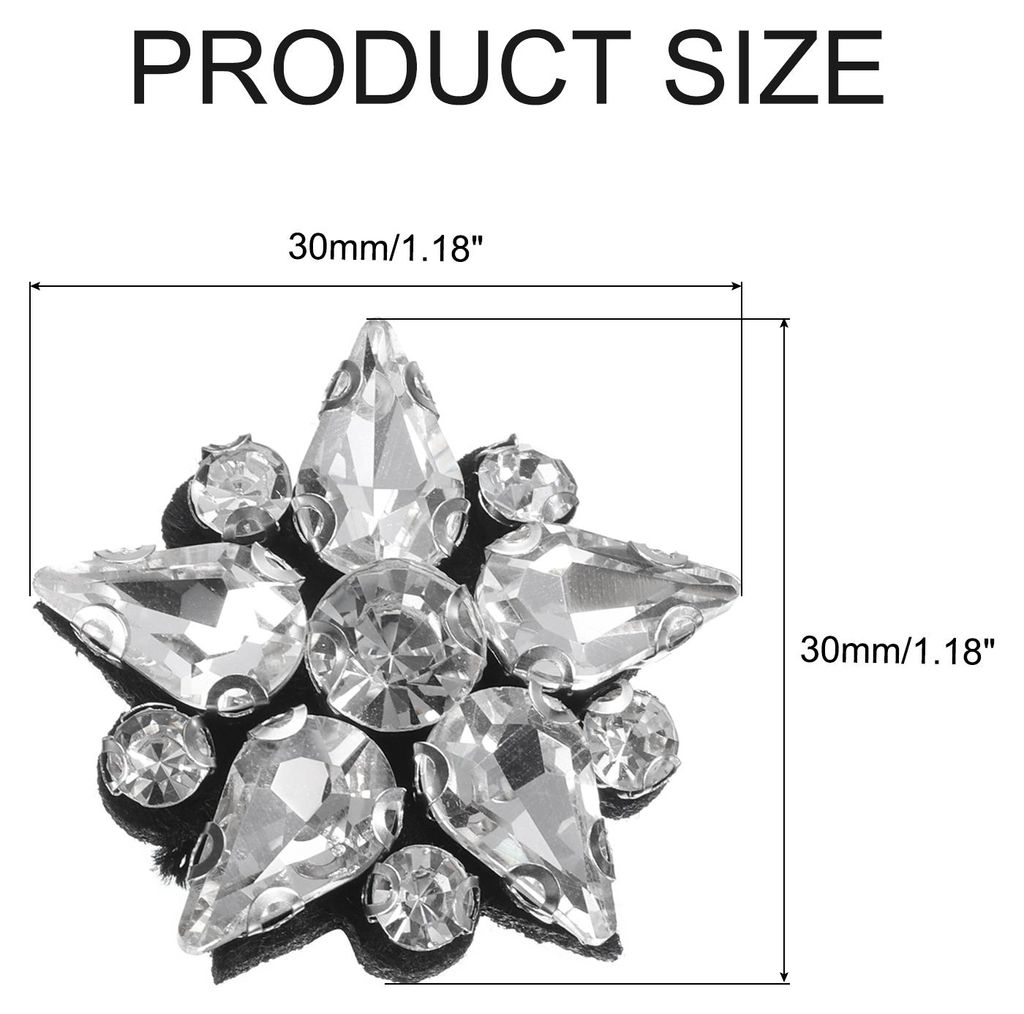 Handgemachte Sternperlen-Aufn?her, 6 Stš¹ck Glas Kristall Strass Applikationen Stern Aufn?her fš¹r DIY-N?hzubeh?r, Schwarz, Wei?