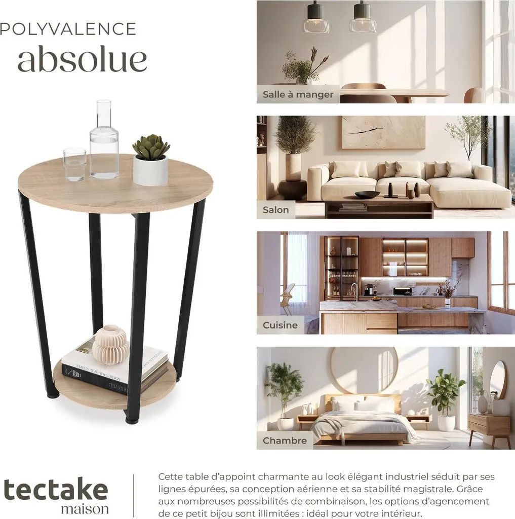 Table d'appoint stable SWINDON pour petits espaces bois et métal - 7