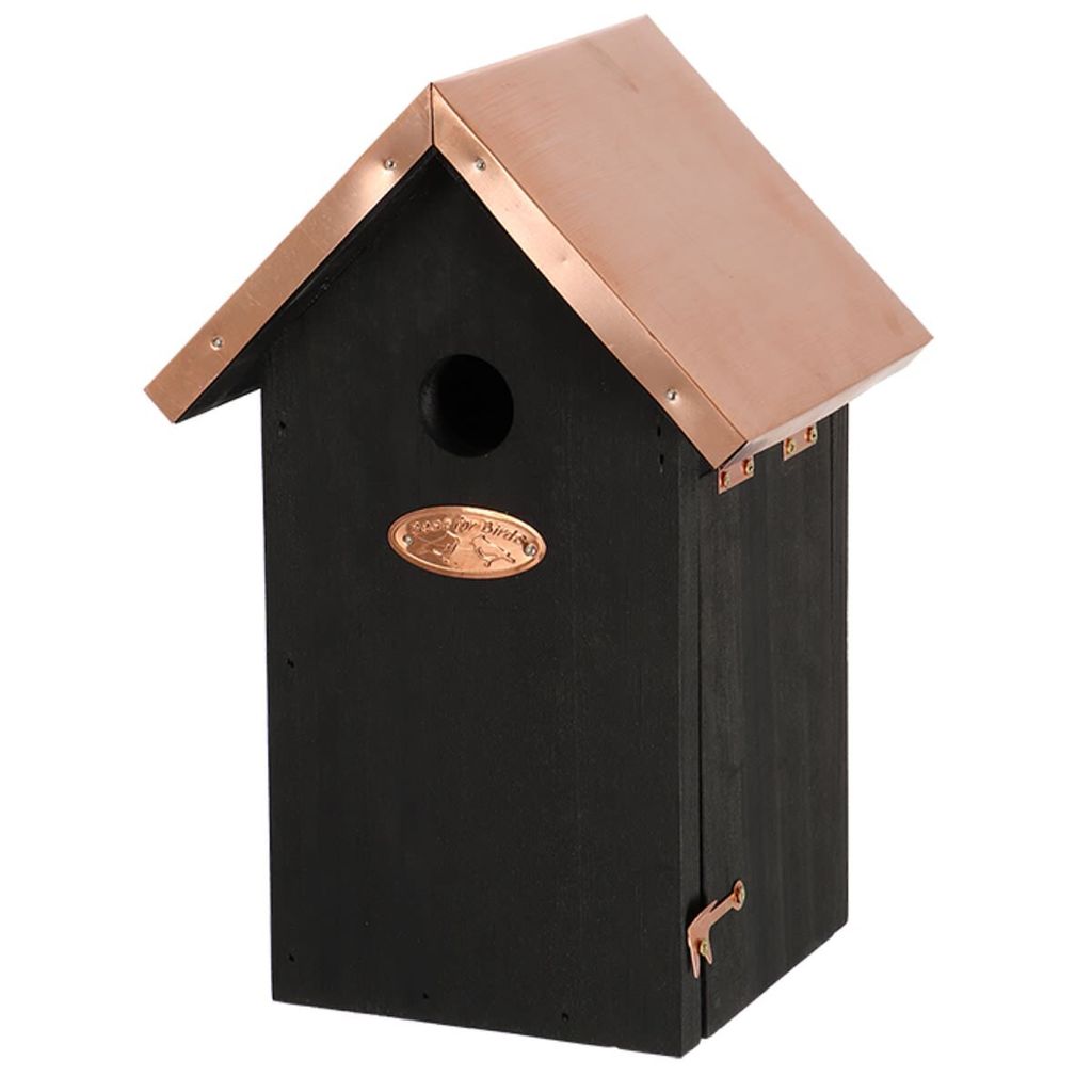 Esschert Design Nistkasten Blaumeise Schwarz mit Kupferdach - 100 % Holz