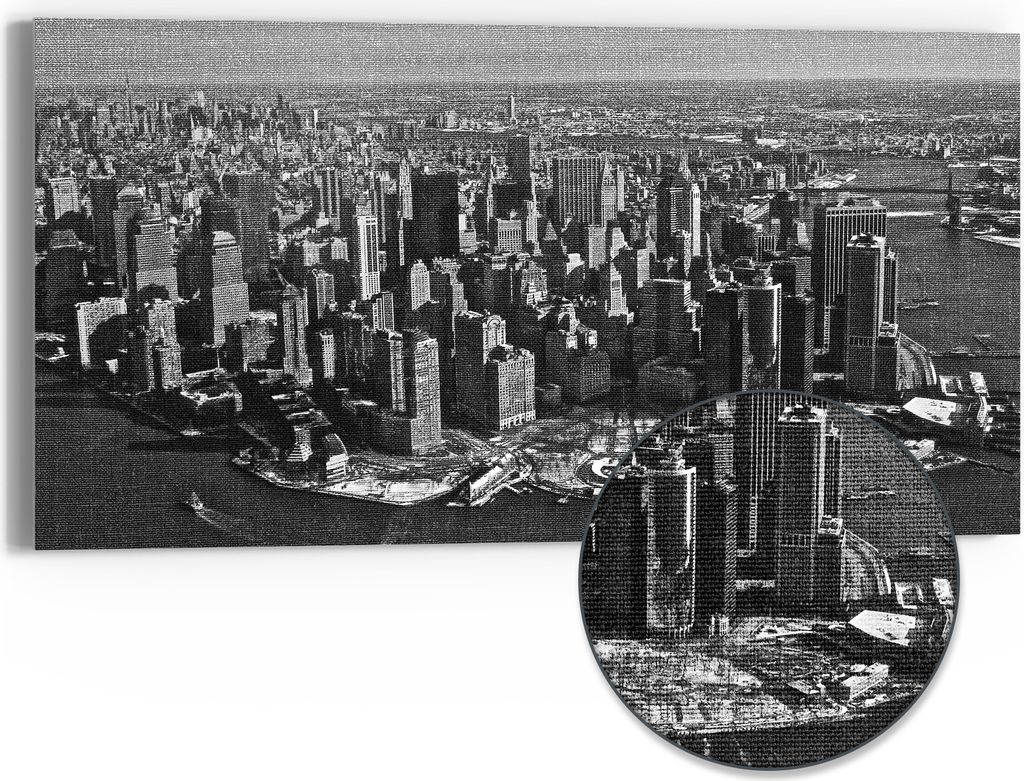 DEQORI Hybrid Leinwand Bild 60x30 cm 'New Yorker Schatten' Wandbild Glas flach modern