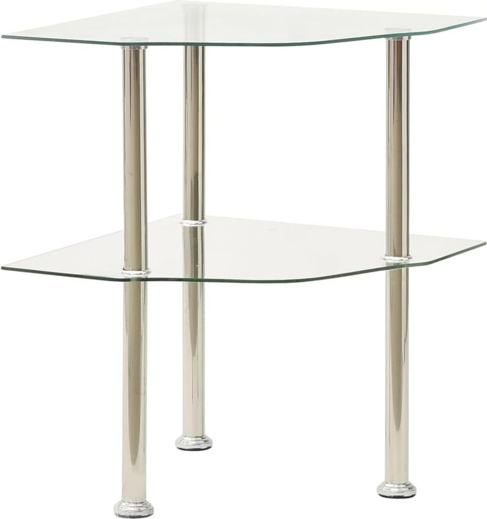 vidaXL Beistelltisch mit 2 Ablagen Transparent 38x38x50 cm Hartglas