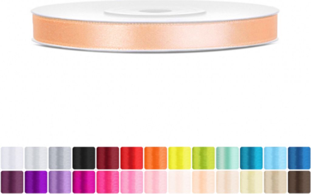 Satinband 6mm Apricot - 25 Meter Rolle Geschenk- & Produktbild 