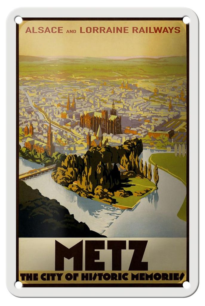 Blechschild Reise 12x18 cm Metz Alsace and Lorraine Railways Deko Schild