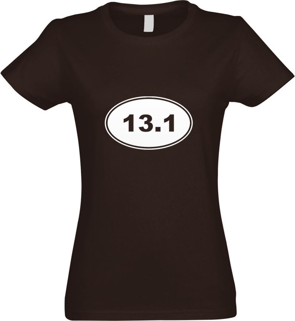 Kiwistar - T-Shirt tailliert - Damen - Chocolate - 13.1 Run - mit Motiv Bedruckt - Funshirt Design - Sport - Freizeit - Damen - L