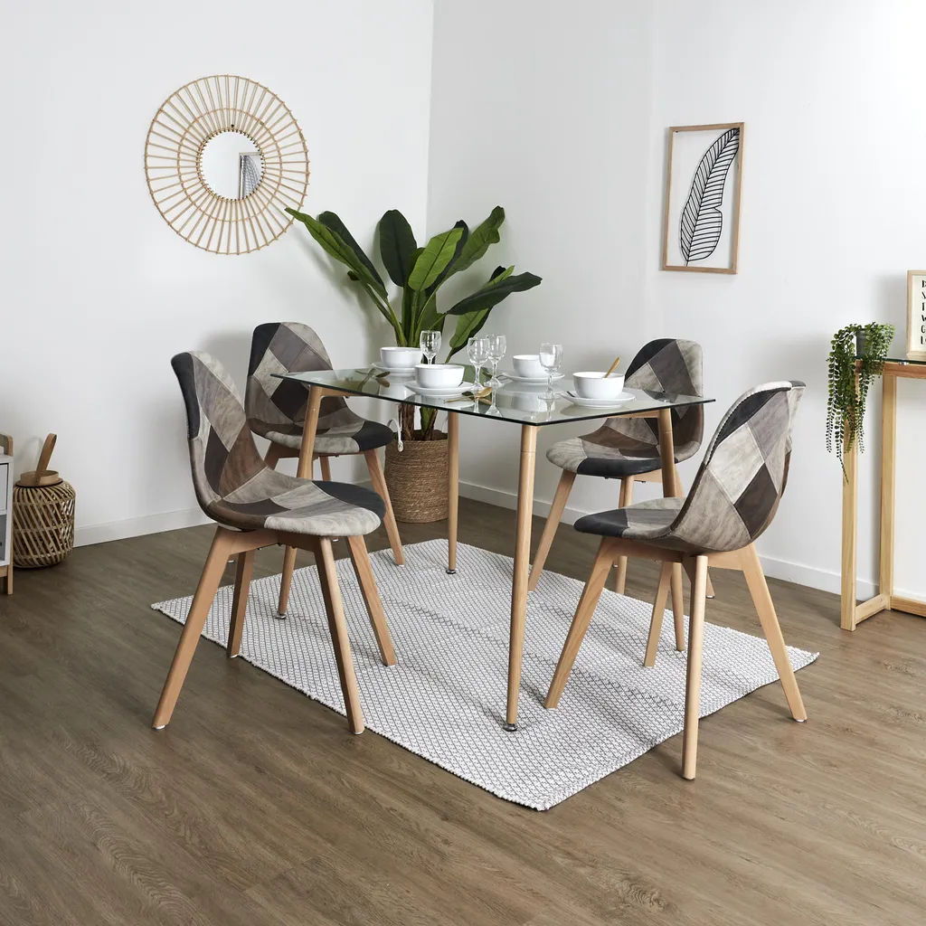 Chaise Patchwork en Polyuréthane - Lot de 4 Chaises Design Nordique - 6