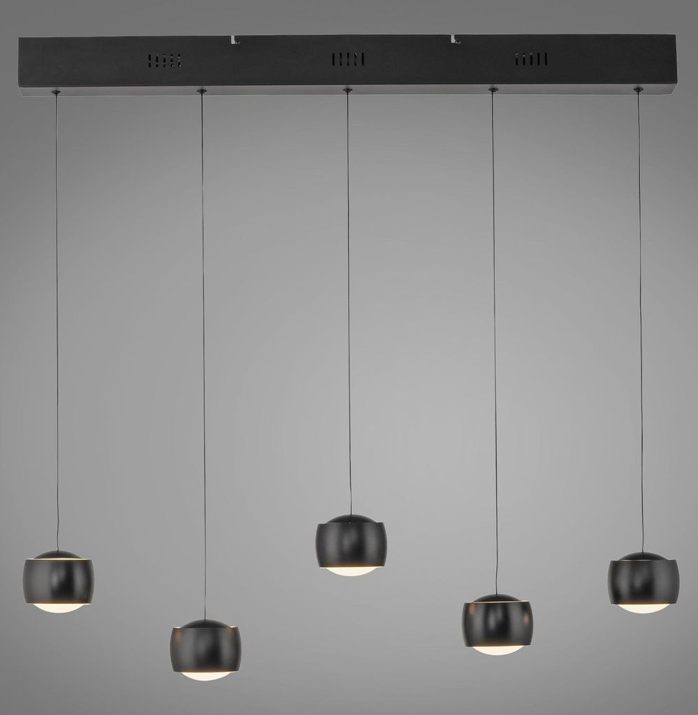 JUST LIGHT BALLINI LED Pendelleuchte Warmweiss Dimmbar 26W 5-fach schwarz 15262-18