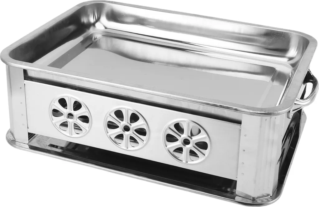Réchaud à poisson ventilé en inox naturel avec brûleur à alcool efficace
