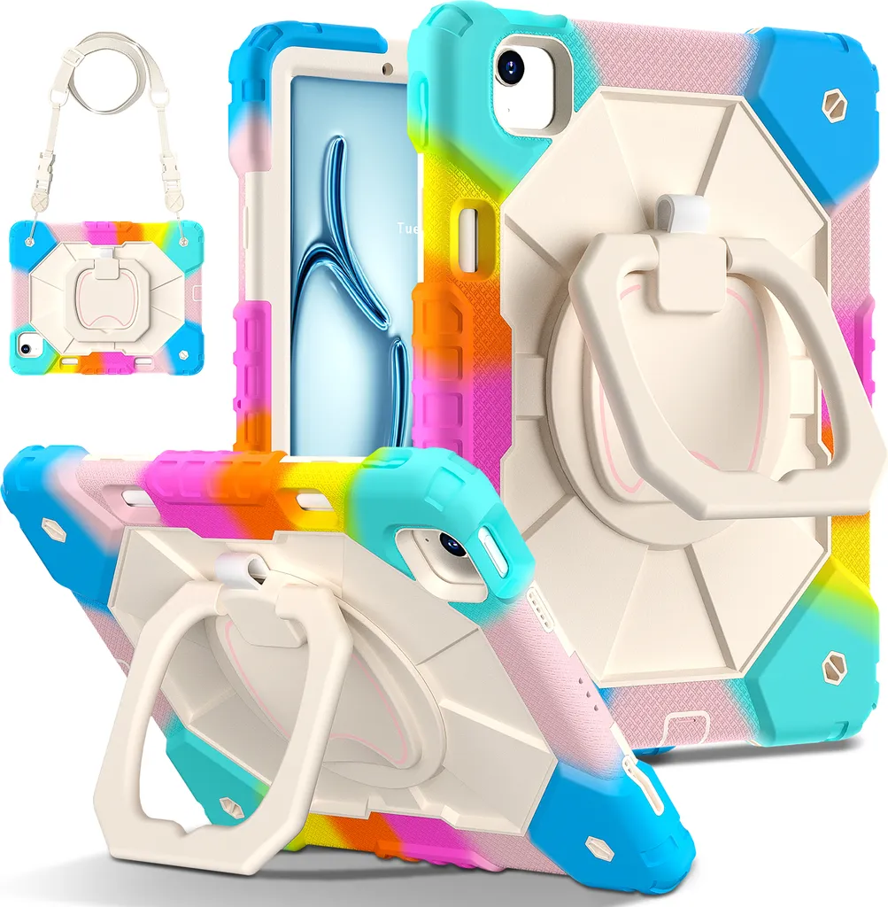 Housse iPad Air 11 M2 2024 avec dragonne et support de tablette