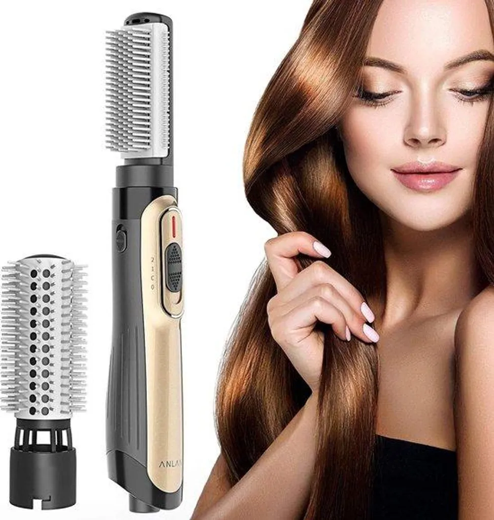 Sèche-cheveux 4 en 1 avec brosse à air chaud et fer à boucler 900W Noir