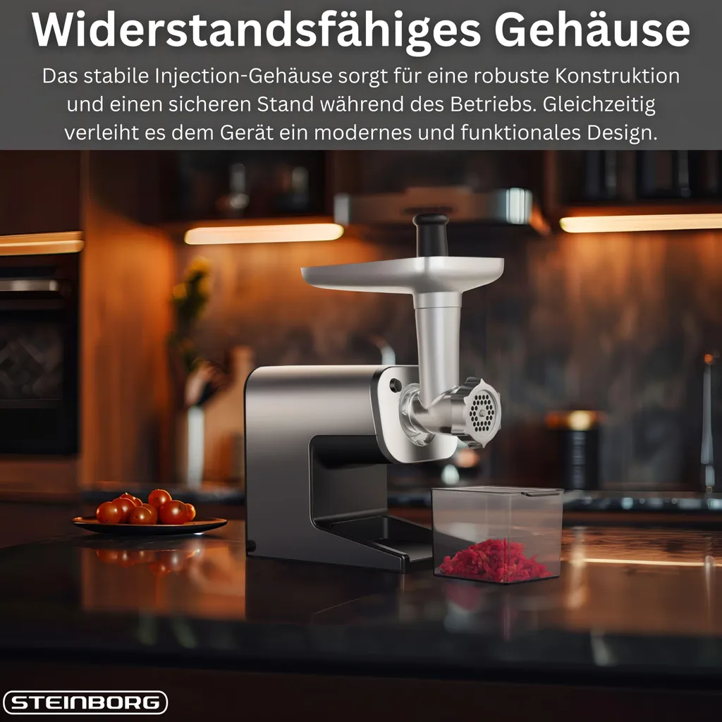 Hachoir à viande Steinborg SB-7080 robuste avec fonction marche arrière