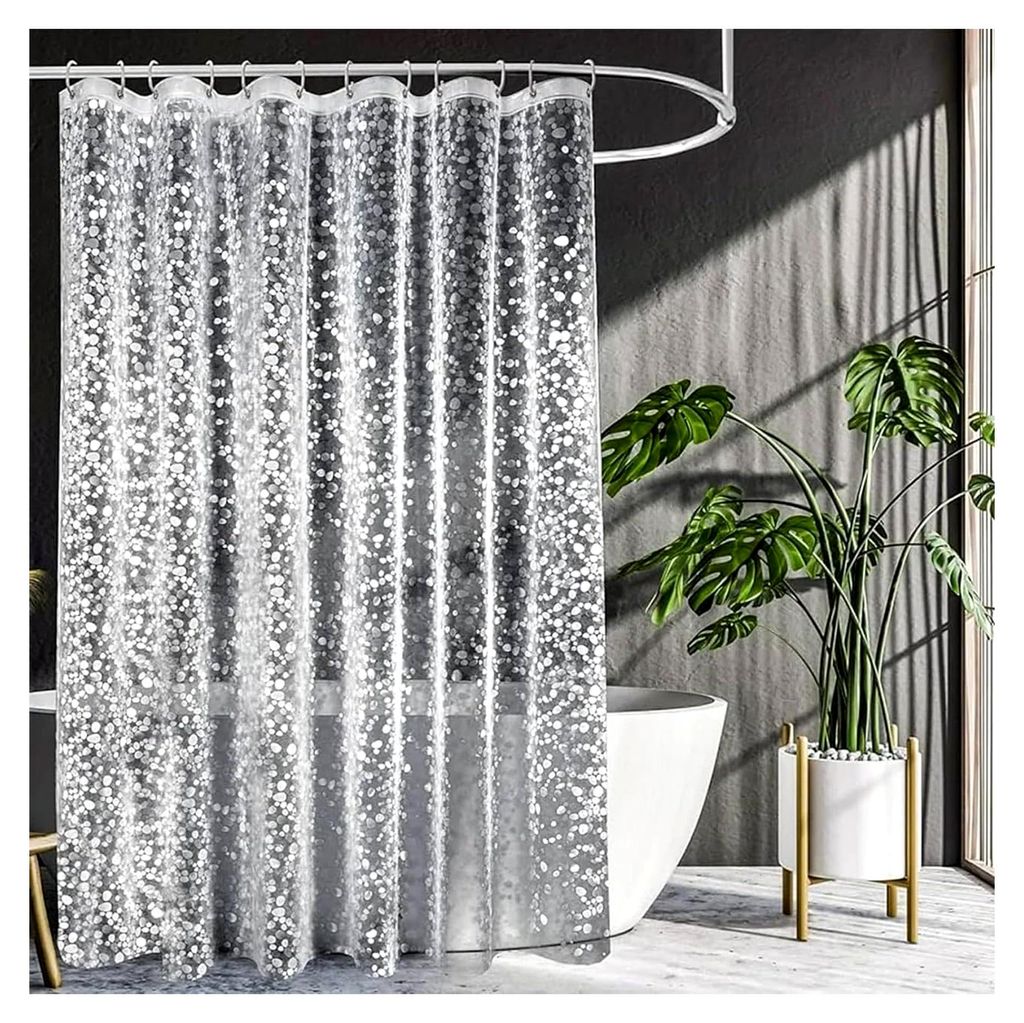 Duschvorhang gegen Schimmel, Duschvorhang für das Badezimmer, transparenter Badvorhang mit 3D Kieselsteinen Muster, wasserdichter Duschvorhang aus...