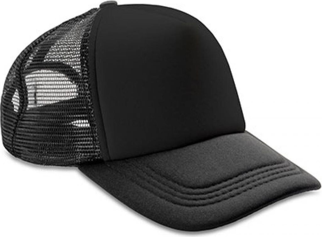 Result Headwear RC089X | Netzkappe Detroit 1/2 Mesh Truckers Cap - Farbe: Black/Black - Größe: One Size
