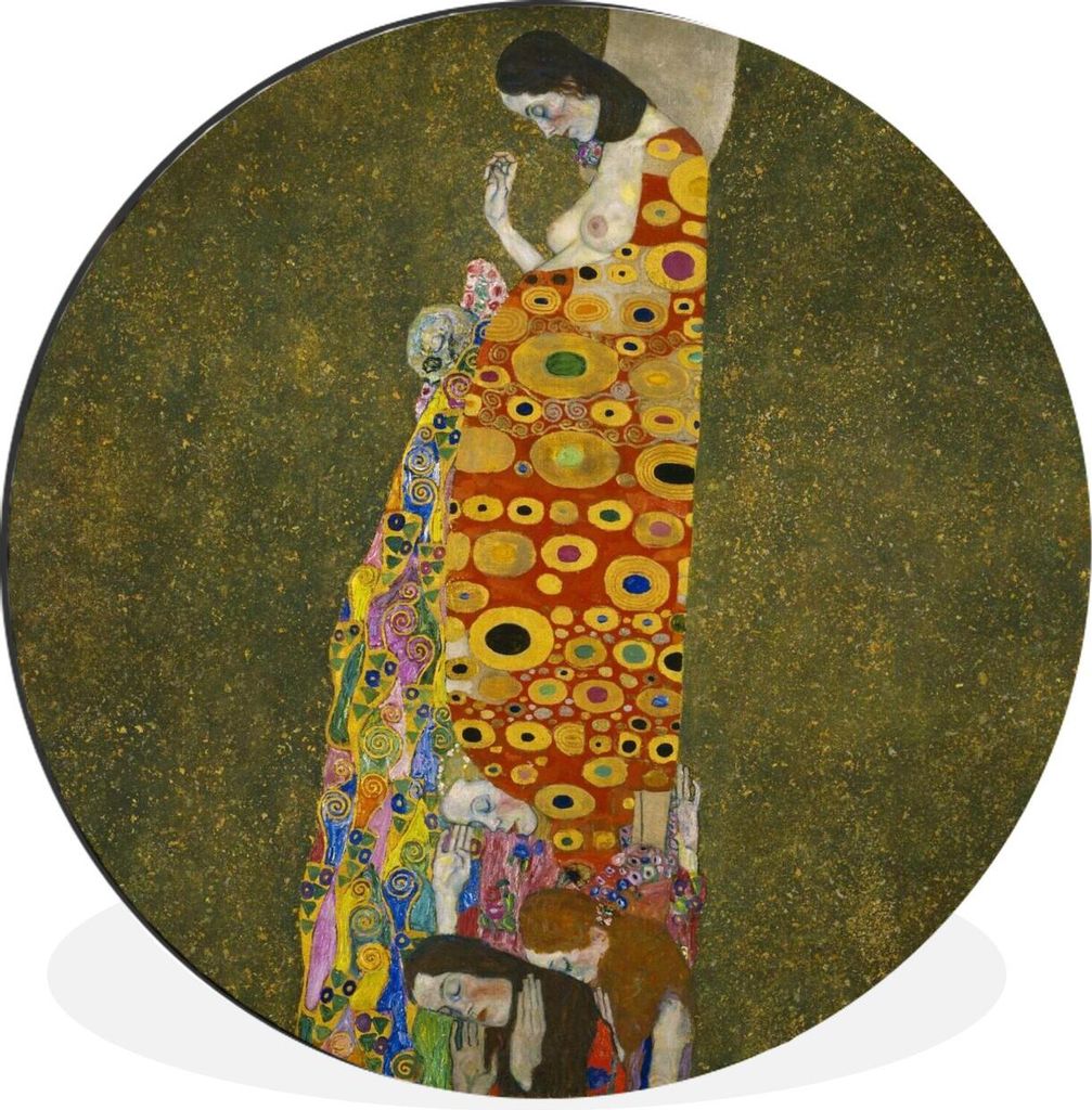 MuchoWow Aluminium Wandkreis Hoffnung II - Gemälde von Gustav Klimt Ø 30 cm Wanddeko Modern Wohnzimmer - Wand Bild - Wohnzimmer - Runde Bilder ...