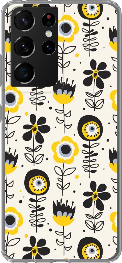 MuchoWow Handyhülle Schutzhülle Hülle für Telefoonhoesje Samsung Galaxy S21 Ultra Mädchen - Blumen - Muster - Mädchen - Kinder - Kinder Sil...