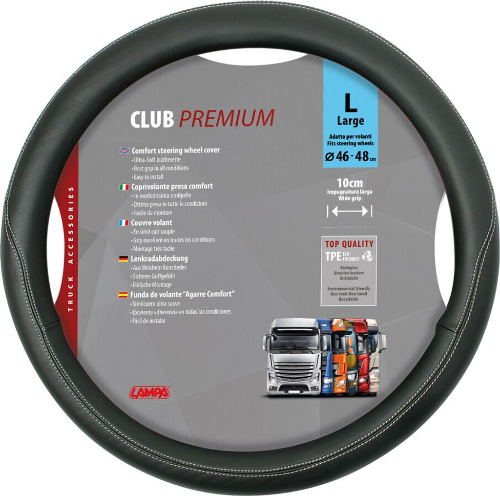 Lenkradbezug Lampa Club, aus Skeentex - L - Ø 46/48 cm - Schwarz