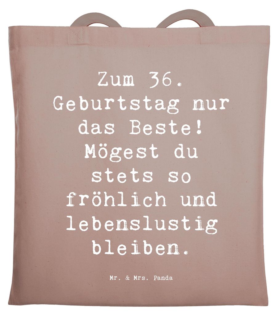 Mr. & Mrs. Panda Jutebeutel Spruch 36. Geburtstag - Braun Pastell - Geschenk, Tasche, einzigartig, unvergesslich, Geburtstagsparty, Glückwunsch, L...