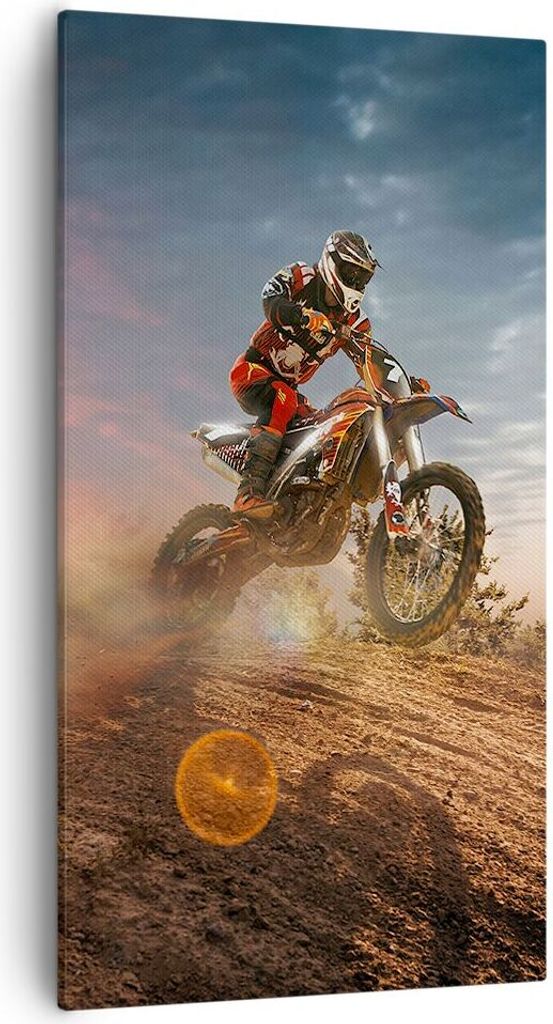 Bild auf Leinwand - Leinwandbild - Motor Reiten Helm - 55x100cm - Wand Bild - Wanddeko - Wandbilder - Leinwanddruck - Bilder - Kunstdruck - Wanddek...