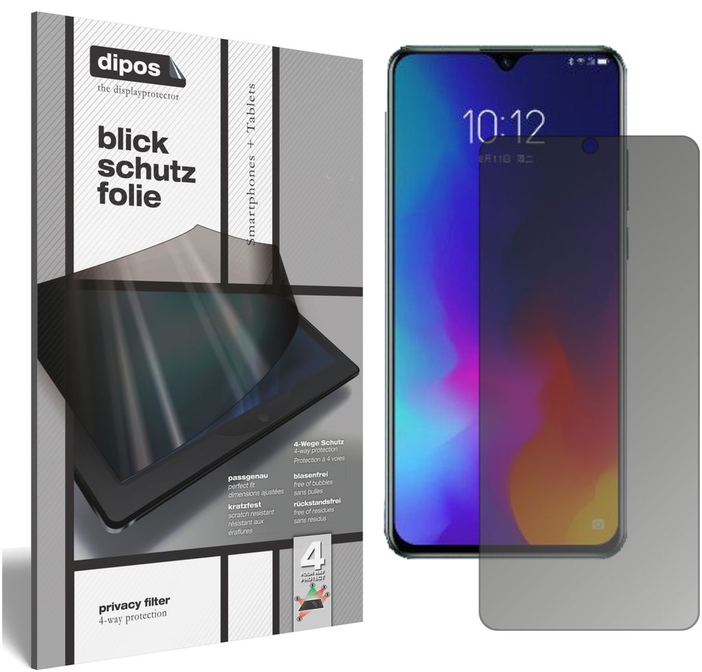 Blickschutzfolie für Lenovo K10 note matt Schutzfolie Folie Display Schutz dipos