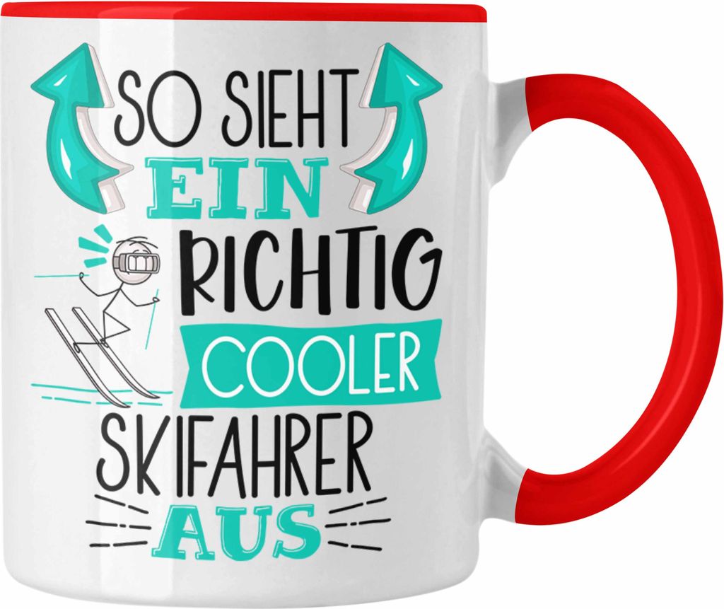 Trendation - Skifahrer Tasse Geschenk So Sieht Ein Richtig Cooler Skifahrer Aus Geschenkidee Spruch Lustig Becher (Rot)