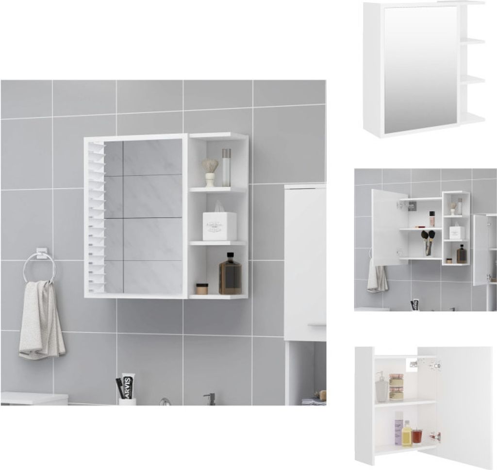 vidaXL Bad-Spiegelschrank Weiß 62,5x20,5x64 cm Holzwerkstoff - Badezimmerwaschtische