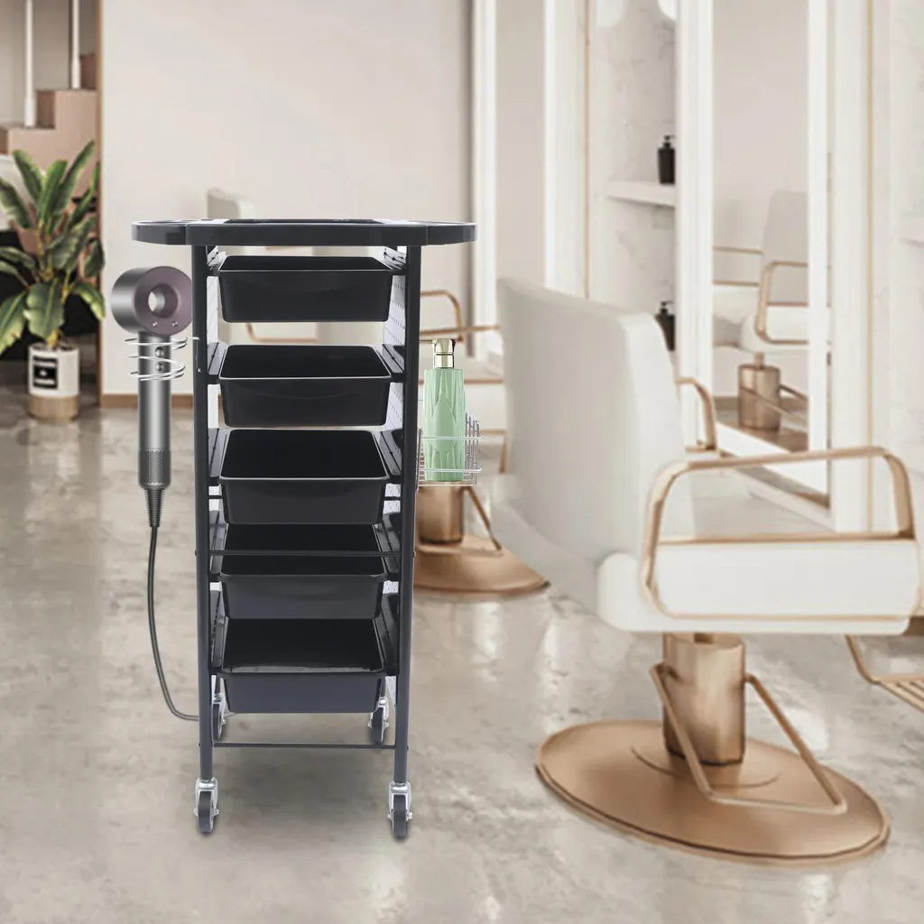 Chariot coiffeur avec surface galvanisée et structure fer haute qualité