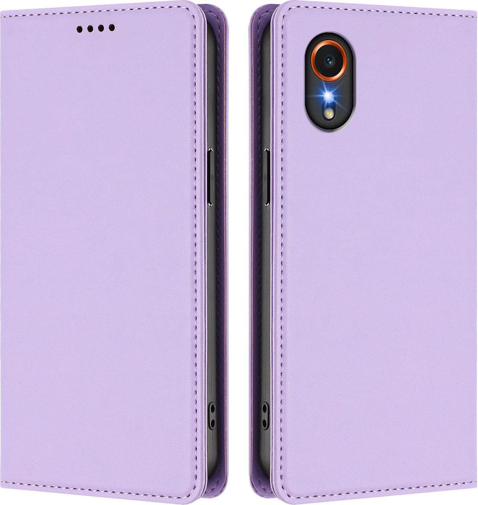 Handyhülle für Samsung Galaxy Xcover7, Kunstleder Klapphülle Stoßfeste Magnetische Hülle mit Ständer Violett