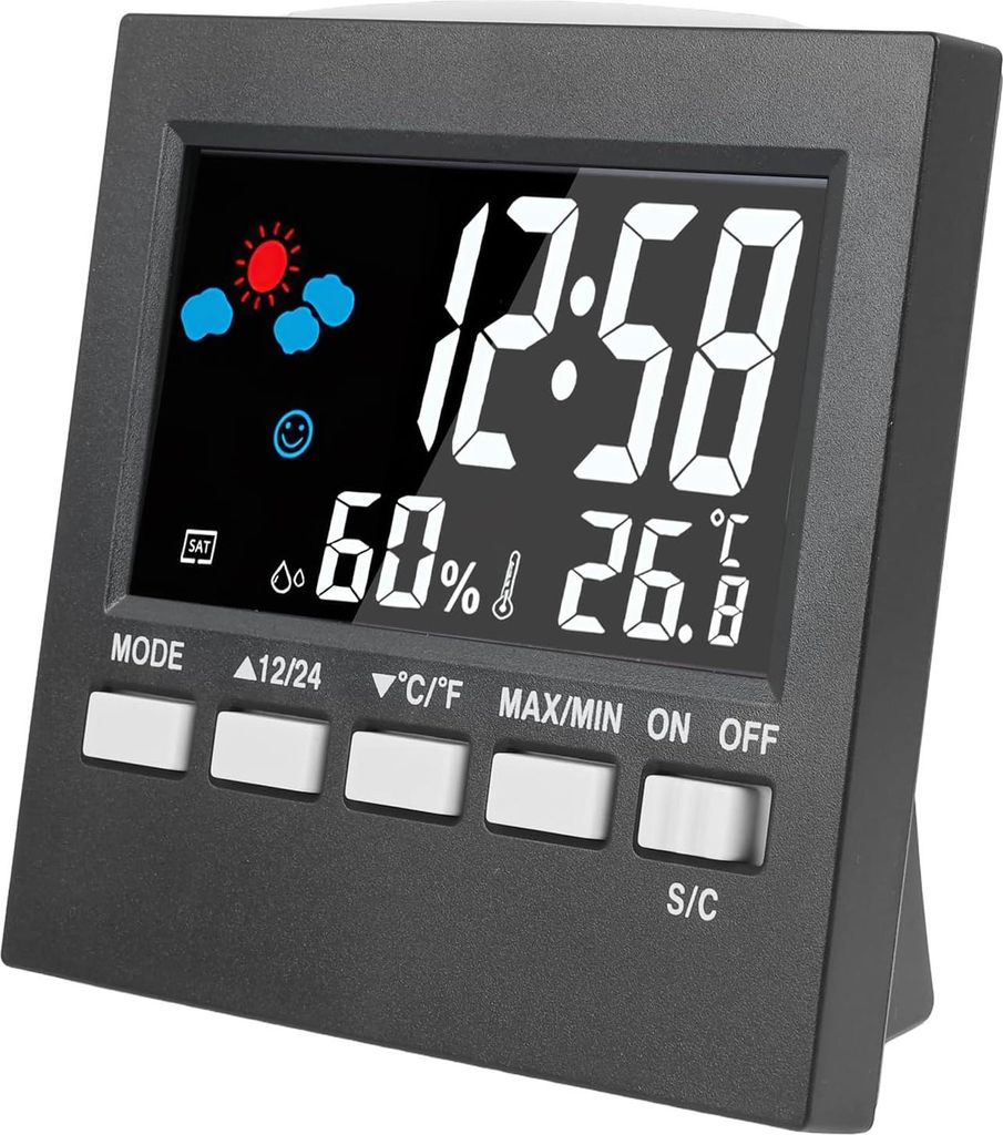 Wecker, Digitaler Batteriebetriebener Reisewecker mit Temperaturanzeige, Schlummerfunktion & klarer Digitalanzeige, Ideal für Schlafzimmer & Büro