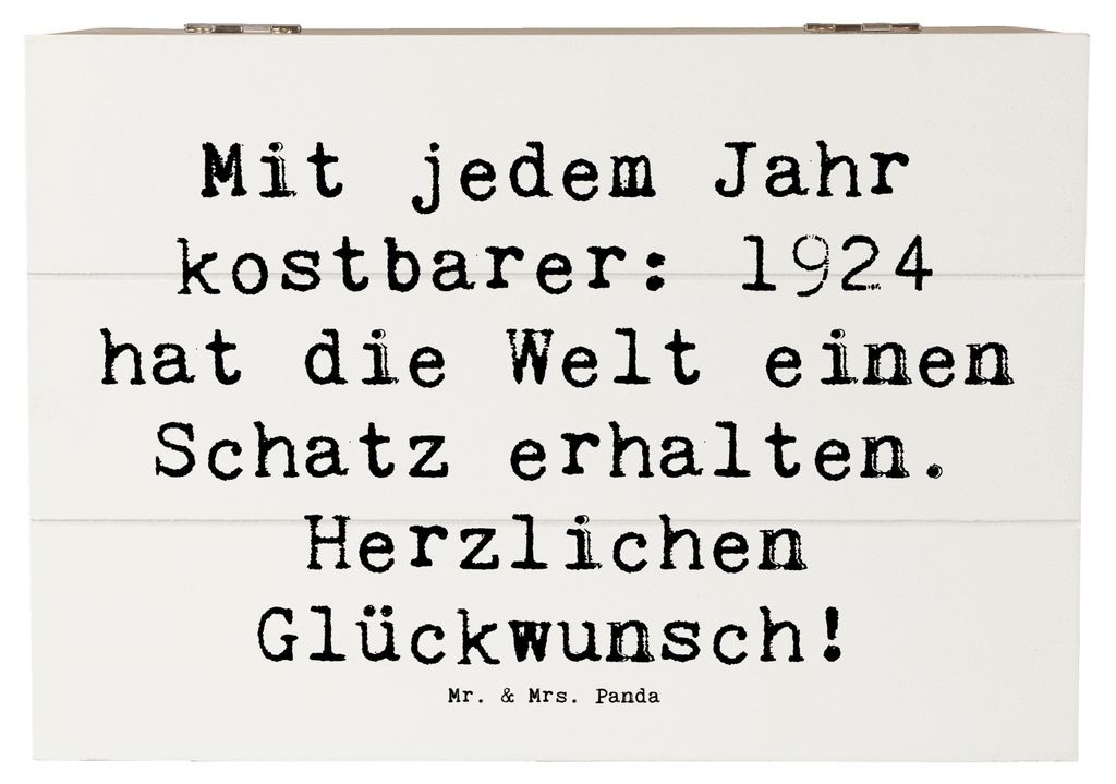 Mr. & Mrs. Panda holzschatulle Spruch 1924 Geburtstag 22 x 15 cm - Weiß - Geschenk, Welt ein Schatz, Box, Happy Birthday, Alter, Kiste, schatztruh...